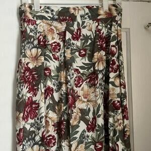 SUMMER SALE | Women's Vintage Outback Red Floral Wide-Leg Pants - Size 12